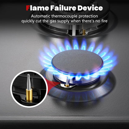 4-pits gaskookplaat – gaskomfoor – gasfornuis – kookplaat – gasplaat – Zwart Geëmailleerd Paneel – 8060 W Vermogen – Elektronisch Ontstekingssysteem Met Veiligheidszekering