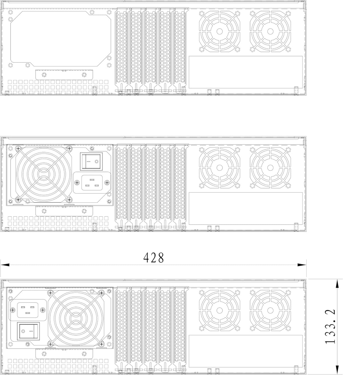 Rack Chassis 19" 3U Zwart – Rackbehuizing – Serverbehuizing – Rackkast – ATX Behuizing – 1 Mm Behandeld Staal – 3 X 80 Mm Ventilatoren