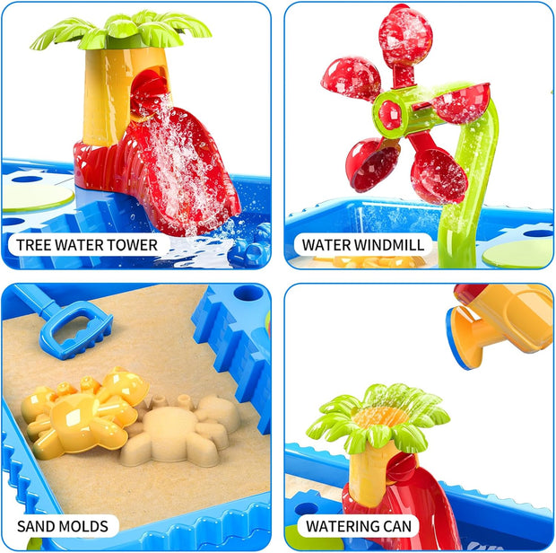 Watertafel - Watertafel Speelgoed - Waterspeeltafel - Zandmachine - Activiteitentafel - met 27 stuks - Accessoires - Volledig Spel - Zomerspeelgoed - voor Kinderen - Buiten - Blauw