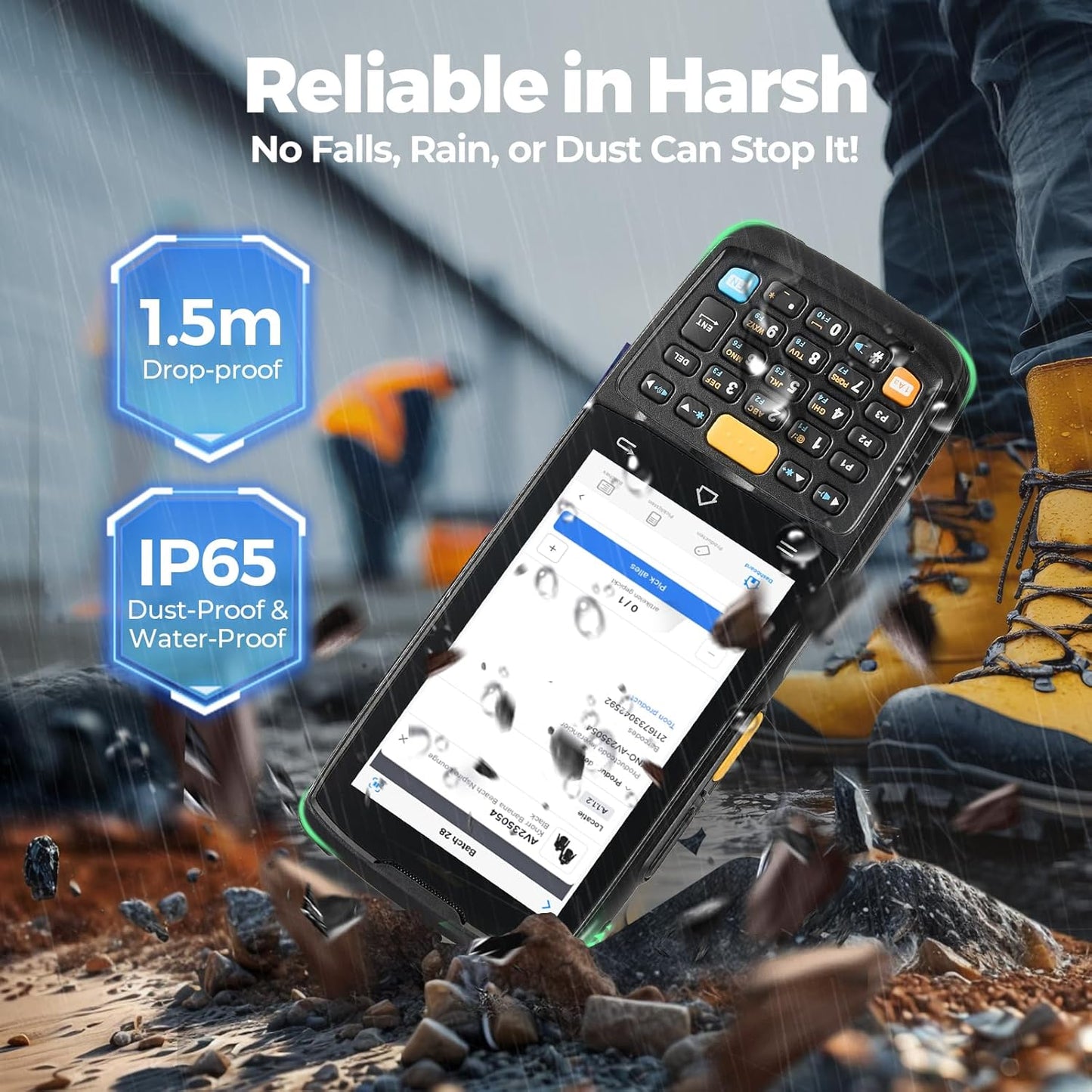 MUNBYN Android Barcode Scanner MC005, Android 14, 4GB+64GB PDA Handheld, Uitgerust met HS7 1D & 2D Bar Code Scan Engine, 4-inch Touchscreen, 5000mAh Mobiele Scanner voor Voorraad Magazijn