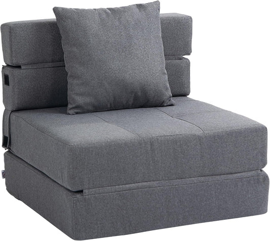 Slaapstoel – Slaapfauteuil – Slaapbank – Stapelbed – Grijs – 2-in-1 Slaap- En Zitfunctie – Wasbare Kussenhoes - QUORE