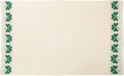 SAOL 100% Merino Ierse wol Shamrock honingraat bed & bank gooien deken in naturel / 40" x 60" / 100 cm x 150 cm