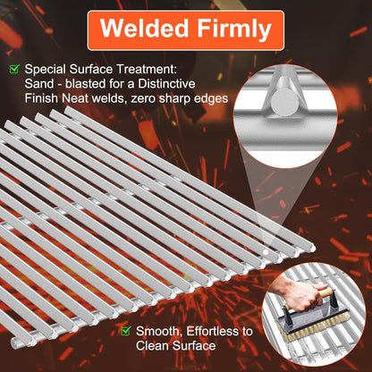QuliMetal 47,6 cm 9,5 mm BBQ Grill Roosters voor Weber Genesis II Grill Onderdelen Voor Weber Genesis II LX 300 Series, Genesis II E&S 310 315 320 325 340 Onderdelen voor Weber 66095