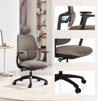 hjh OFFICE Professionele bureaustoel RI-COVER stof/netstof Grijs