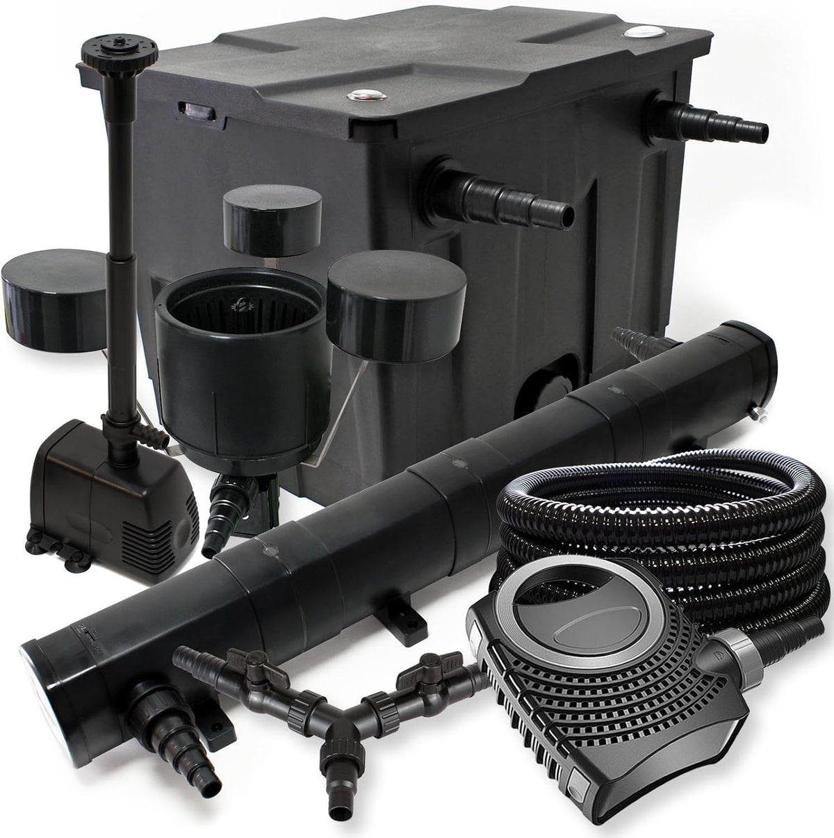 Filterset vijvers 12.000 l UVC 72W NEO8000 pomp 70 W slang 25 m skimmer CSP250