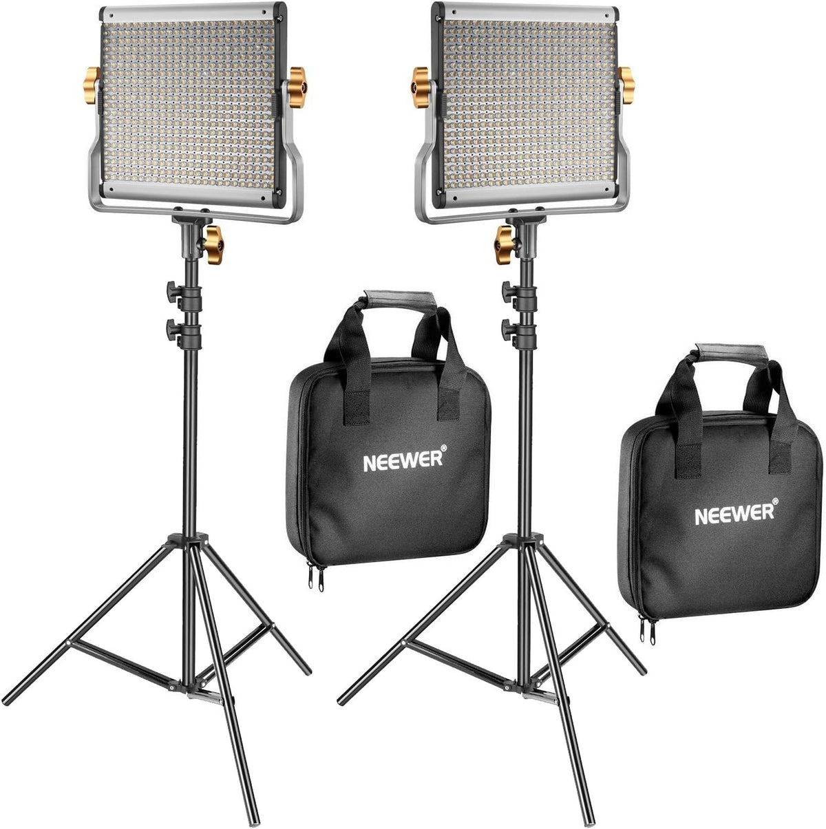 Tweekleurige Led Videolampen Set Van 2 – Videolampen – Fotolampen – Studiolampen – Lichtset – Dimbaar 3200-5600K – Inclusief Lichtstatief 92-190 Cm