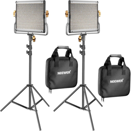Tweekleurige Led Videolampen Set Van 2 – Videolampen – Fotolampen – Studiolampen – Lichtset – Dimbaar 3200-5600K – Inclusief Lichtstatief 92-190 Cm
