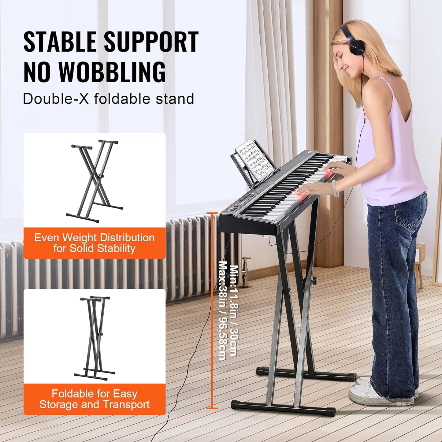 Digitale Piano Set – Keyboard – Pianotoetsenbord – Elektrisch Toetsenbord – Keyboard Piano – 88 Halfgewogen Toetsen – Bluetooth 5.0, USB En MIDI