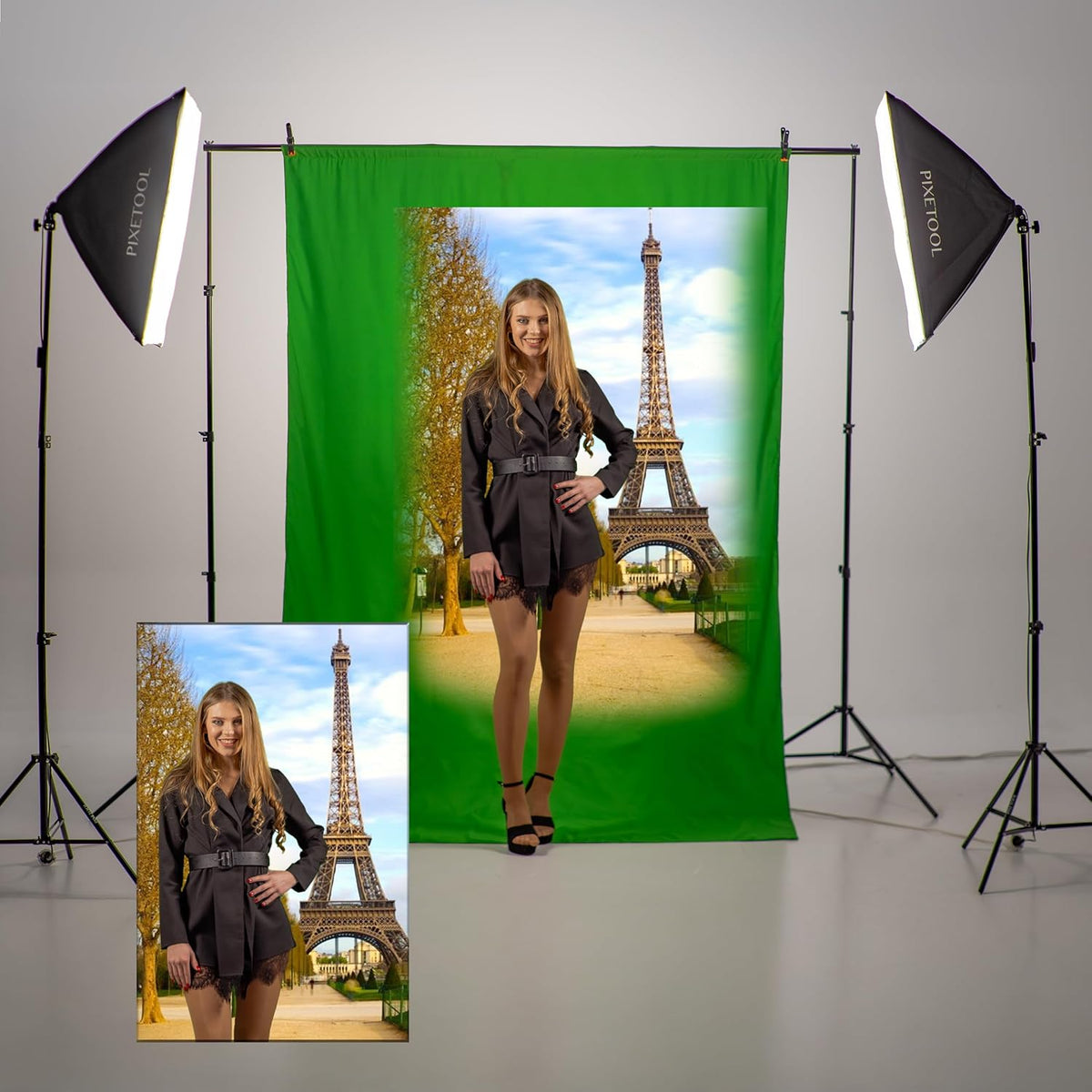 Green Screen – Fotostudio Set – Achtergrondsysteem – Achtergronddoek – Studio Achtergrond – 1,8 X 2,8 M Met Verstelbaar 2 X 2 M Achtergrondsysteem – Inclusief Wit En Zwart Achtergronddoek, Softboxen En Dimbare LED Lampen