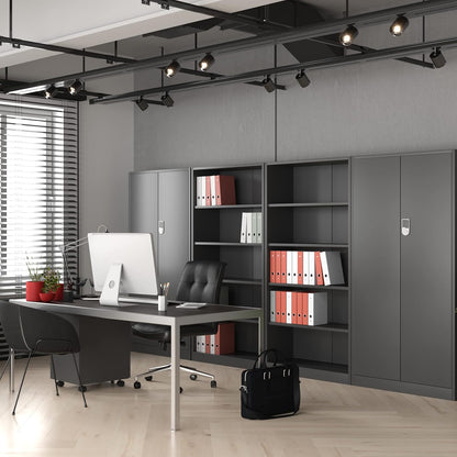 File cabinet with combination lock C003 metal case steel case powder coated 185 cm x 90 cm x 40 cm (anthracite) - QUORE