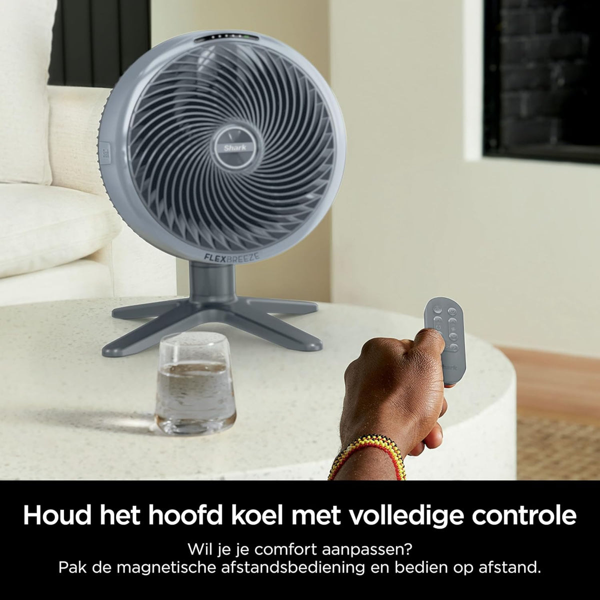 Shark FlexBreeze TableMate Snoerloze Ventilator Binnen & Buiten, Tot 24 Uur Gebruikstijd, Hoge Snelheid Koeling, 20 m Bereik, Stil & Duurzaam, 5 Snelheden, Oscillatie, Afstandsb., Wintermist FA150EU