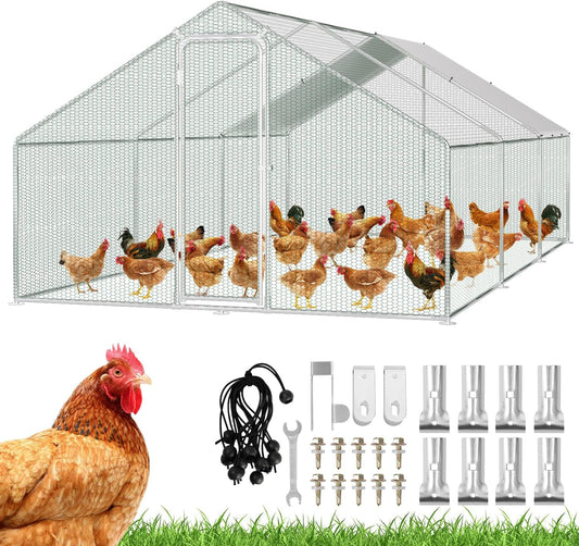 Kippenhok – Kippenren – Dierenhok – Buitenverblijf – Houthok – Veilig Slot – Waterdicht PE Doek – 3 x 6 x 2 m XXL