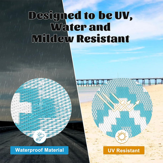 Buiten Vloerkleed - Buitenkleden - Buitentapijt - Opvouwbaar - UV-bestendig - Waterdicht - Buitenmatten - voor Buiten - Balkon - Strand - Picknick -Terras - Rechthoekig - 240 x 300 cm - Turquoise