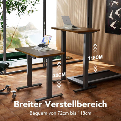 HUANUO In hoogte verstelbaar bureau 120 x 60 cm, 4 geheugenhoogte-instellingen, elektrisch bureau voor thuiskantoor en computerwerkplek