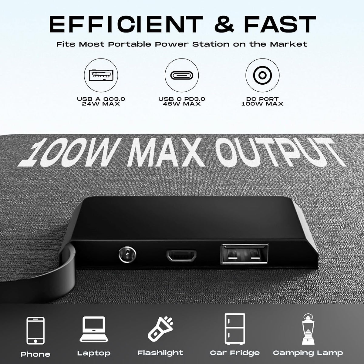 100W Draagbaar Zonnepaneel – Opvouwbaar Solar Charger – Mobiele Stroomvoorziening – Outdoor Zonne-Energie – 23% Hoog Rendement – IP68 Waterdicht Oxford Materiaal – USB En DC Poorten