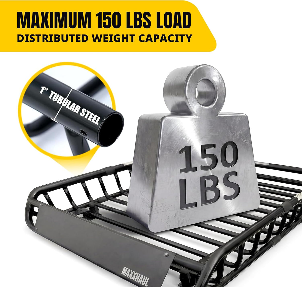 MaxxHaul 70115, dakbagagedrager voor dakbagagedrager, 116,8 x 91,4 x 11,4 cm, stalen mand, bagagehouder voor SUV en pick-up trucks - 68 kg. Capaciteit