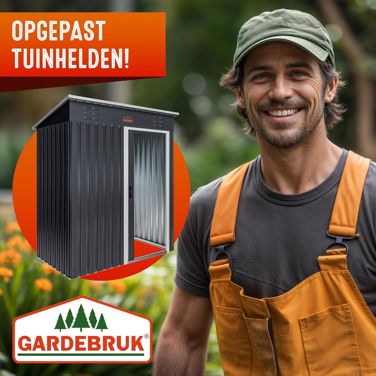 GARDEBRUK Garden house 185x165x90cm 1.5m2 Sliding Door 20kg Tool Holder Safety Gloves Ventilation Stainless Steel Sloping Roof Anthracite - QUORE