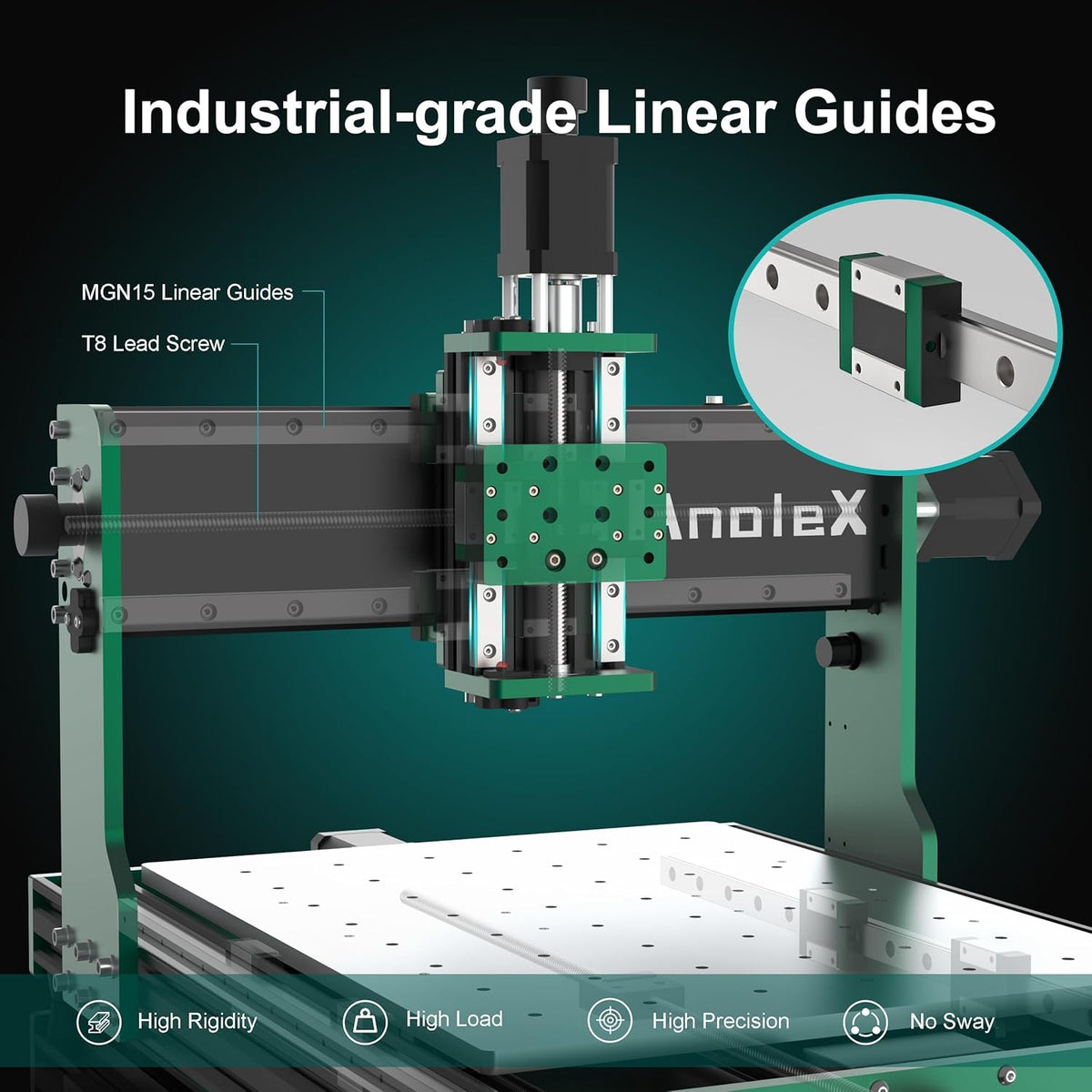 CNC-routermachine 3030-Evo Max, volledig metalen XYZ-as dubbele stalen lineaire geleiders met 800W trimmerrouter, ideaal voor het snijden van aluminium, messing, roestvrij staal, hout, acryl