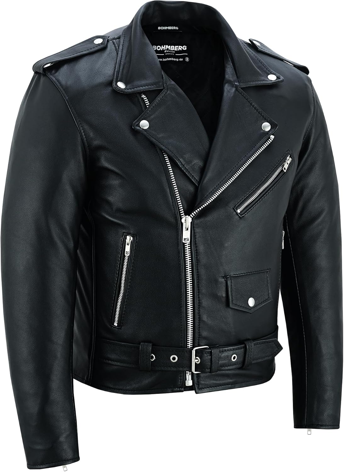 Leren herenjack Highway Bikerjack Marlon Brando Motorjas - Touringjack volnerf echt leer Zwart - 3XL