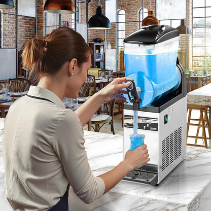 VEVOR Commerciële IJsdrankenmachine, 15 liter roestvrij staal, slush-mixer voor feestjes, restaurants, cafés, bars