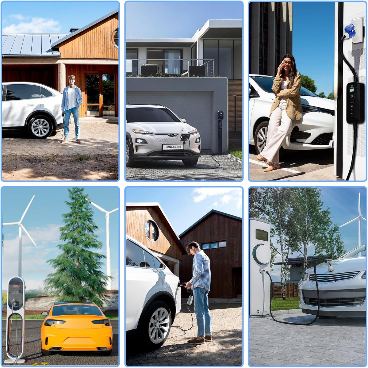 EV-Oplader, 7.2kw Draagbare EV-Lader, EV Oplaadkabel Type 2, 10/16/25/32A Schakelbaar Huidige, IEC 62196-2, CEE-stekker, 5M met Zak (Blauwe CEE-Stekker)