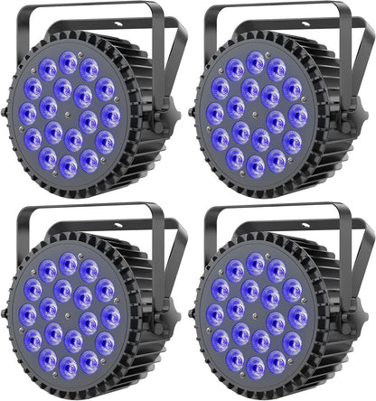 4pcs 6-in-1 LED Par 200W 18 LED Flood Light RGBWA+UV LED Flood Light DMX512 disco light 7/10CH Party Light 4 Control Modes Mode Lighting DJ Light Effect for - QUORE