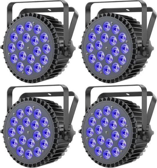 4pcs 6-in-1 LED Par 200W 18 LED Flood Light RGBWA+UV LED Flood Light DMX512 disco light 7/10CH Party Light 4 Control Modes Mode Lighting DJ Light Effect for - QUORE