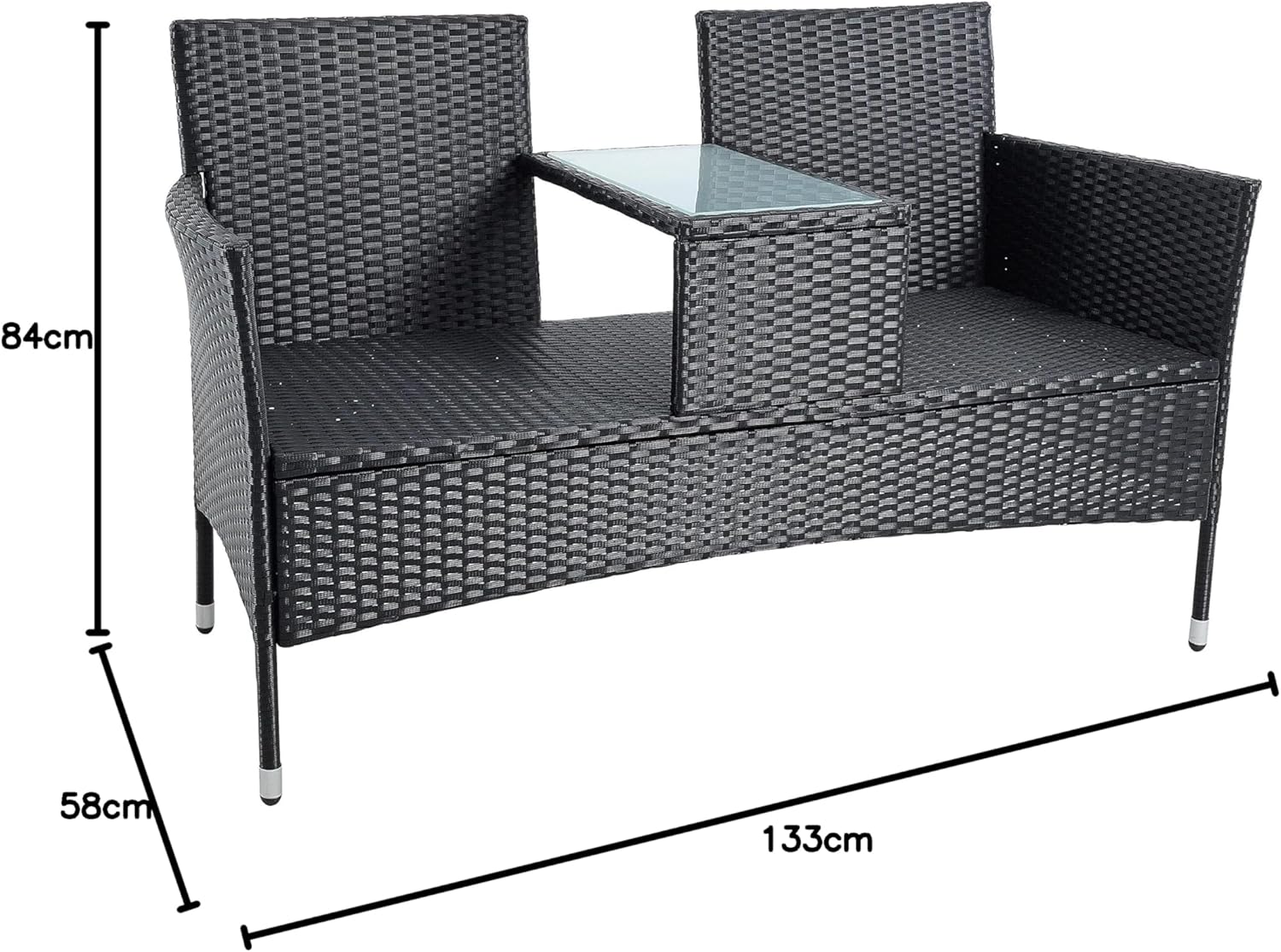 ESTEXO Polyrattan seating set, rattan seating furniture, garden furniture set, balcony furniture, garden table, garden chair, balcony table, balcony chair (black) - QUORE