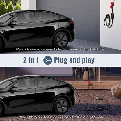 EV Draagbare Oplader – Elektrische Auto Oplader – Mobiele Laadkabel – Snellader – Type 2 Ladekabel – 22 kW Laadvermogen – Plug & Play Installatie