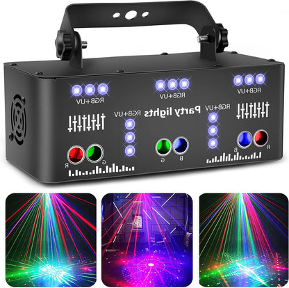 Disco Light Party Light, DMX Effects Light LED RGB DJ Projector Music Controlled Disco Lights For KTV Family Meeting Wedding Birthday Halloween - QUORE