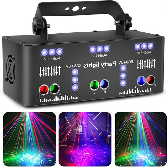 Disco Light Party Light, DMX Effects Light LED RGB DJ Projector Music Controlled Disco Lights For KTV Family Meeting Wedding Birthday Halloween - QUORE
