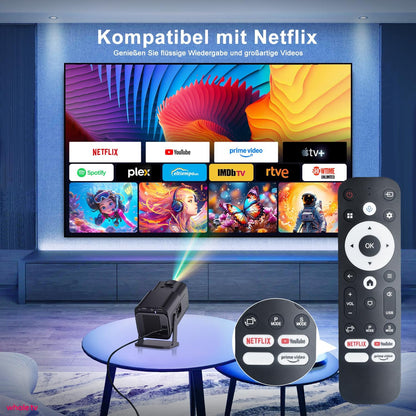Salange Mini-beamer, 4K, ondersteunt Android 11, smart projector, Portable 5G WiFi 6 BT 5.3, mini-projector, Full HD 1080p, autokeystone, kleine mobiele telefoon beamer, thuisbioscoop outdoor, zwart