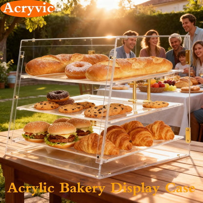 Commerciële Countertop Bakkerij Vitrine met Achterkant Magnetische Deuren, 20 "x 17" x 16.7" Gebak Vitrine Voedsel Vitrinekast voor Cake Donut