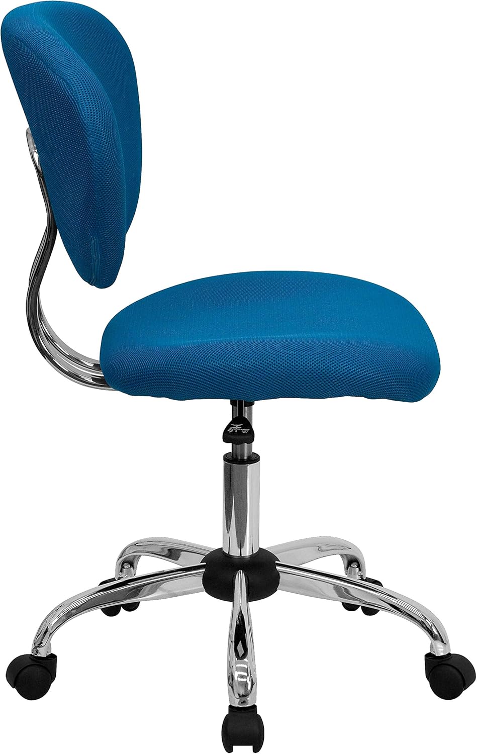 Flash Furniture Draaistoel met gemiddelde rugleuning en verchroomde voet, metaal, turquoise, 58,42 x 55,88 x 25,4 cm