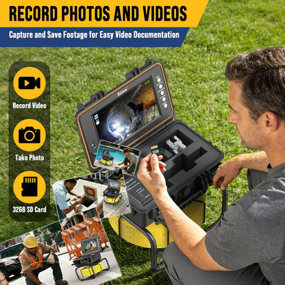 Endoscoopcamera, endoscoopcamera met licht, IP68 waterdicht, inspectiecamera met instelbare led en DVR, kabelbuiscamera, industriële endoscoop (32 GB SD-kaart inbegrepen) (30M-512T)