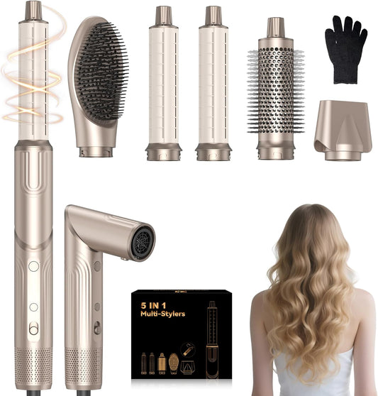 5-In-1 Airstyler Set – Föhnborstel – Warmeluchtborstel – Ronde Borstelföhn – Krultang – 1400 W – Brushless Motor 110.000 Rpm