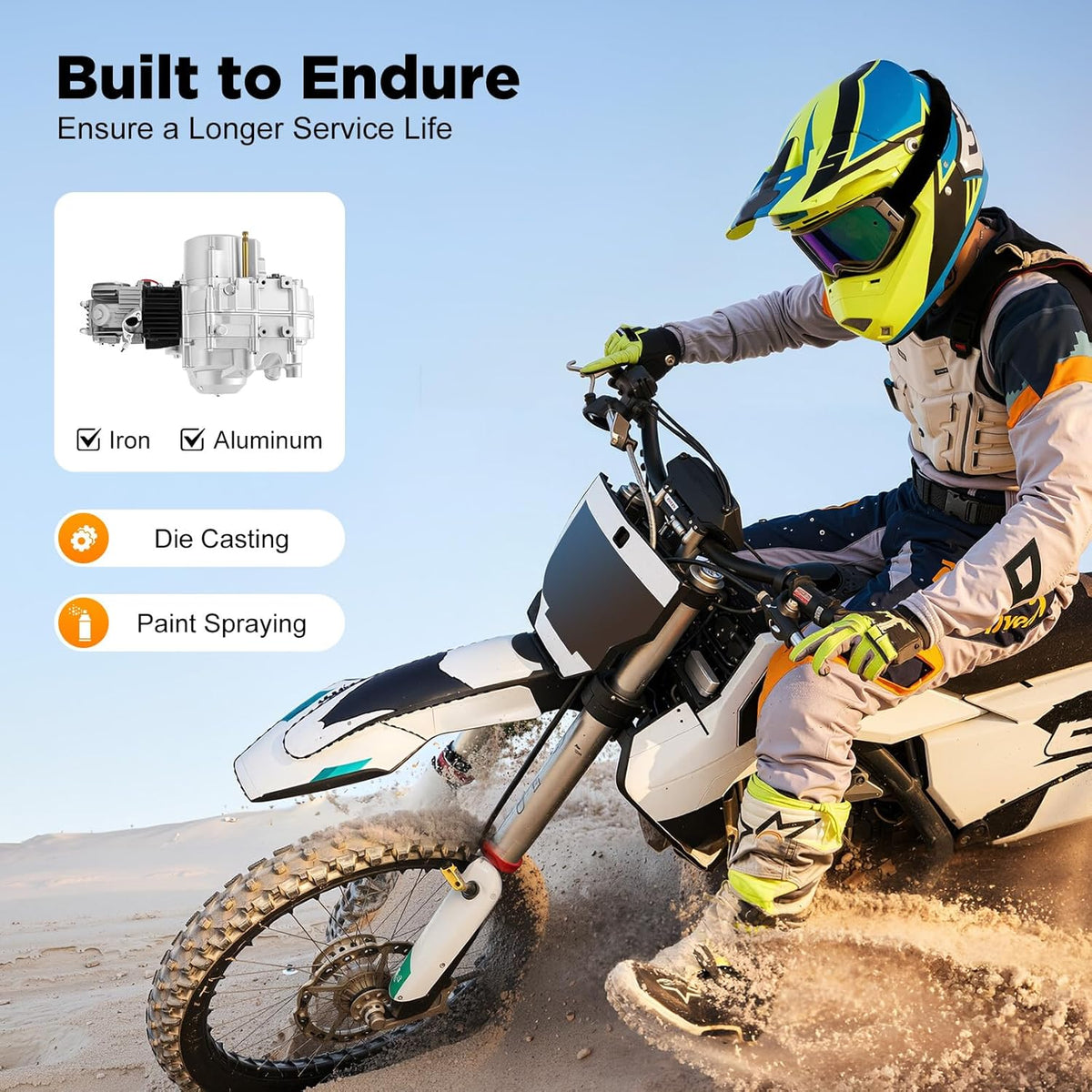 DIFU 125cc motor dirtbike motor kit semi-automatic, 3 speed & 1 reverse pitbike electric start motor with wire harness, CDI 4-stroke engine, ATV, Mini Quad motorcycle motor, go-kart pocket - QUORE