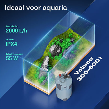SunSun HW404A extern aquariumfilter 2000 l/h 4-fasen kamerfilter filtermateriaal aquaria filter