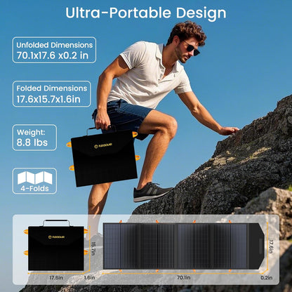 FlexSolar 120W Opvouwbare Zonnepanelen Opladers 20v-28v DC Output IP67 Waterdichte Stroomuitval Noodsituaties Draagbare Panelen Camping Home RV voor Zonne-energiecentrale Generatoren Batterijpakketten