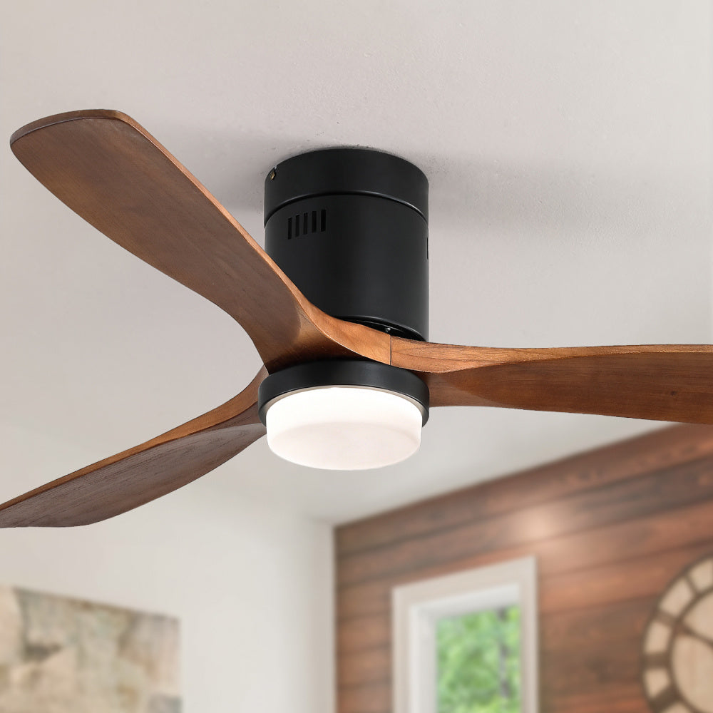 Plafondventilator – Ventilator – Plafondventilator Met Licht – Ventilator Met Afstandsbediening – Houten Bladen Ventilator – Zwarte Metaal/Wood Variant – Ultrastille Omkeerbare Motor – 132 cm Diameter