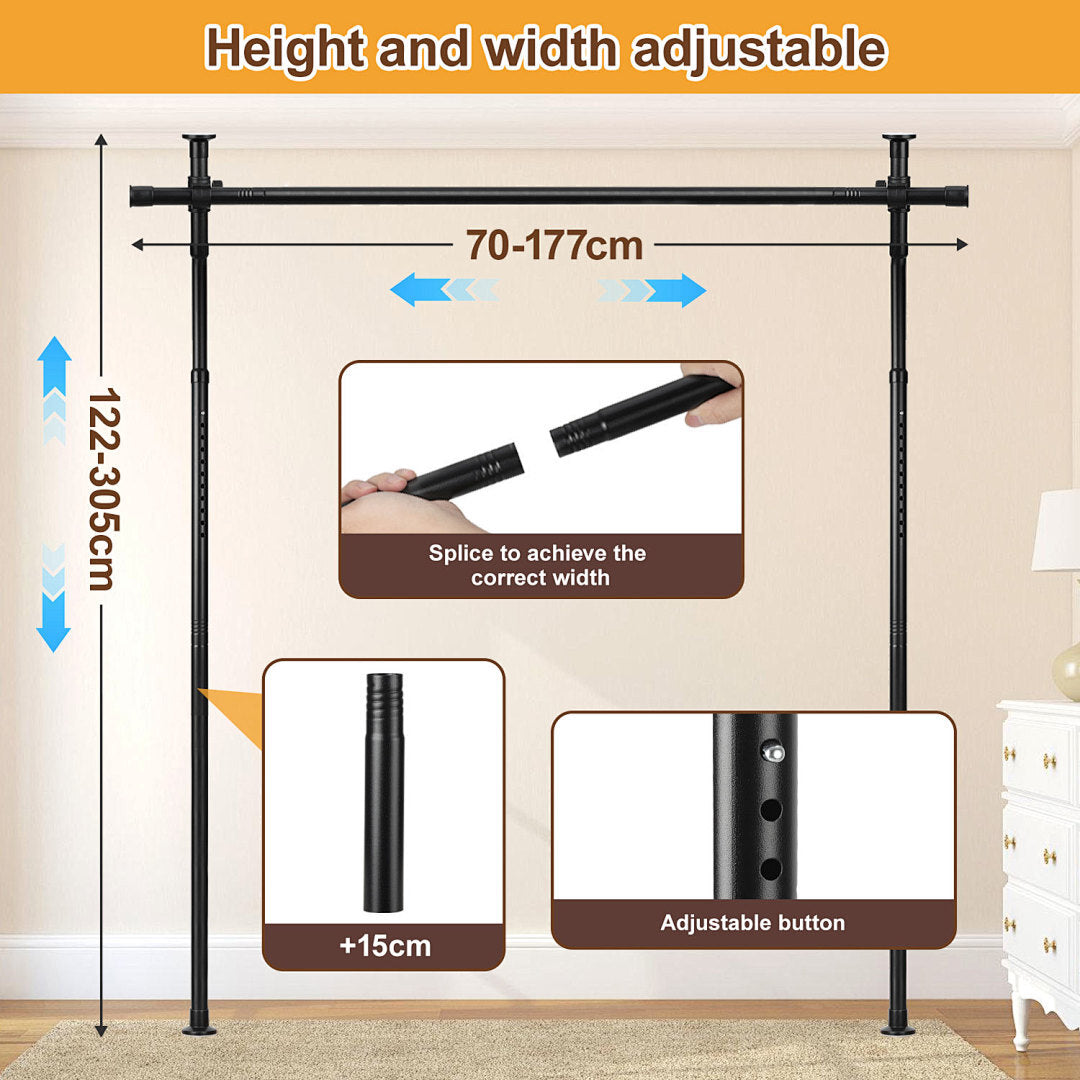 For living room, bedroom or office Width adjustable free-standing room divider screen without curtain, privacy screen adjustable Curtain rods Carbon steel Room divider screen frame