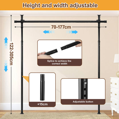 For living room, bedroom or office Width adjustable free-standing room divider screen without curtain, privacy screen adjustable Curtain rods Carbon steel Room divider screen frame