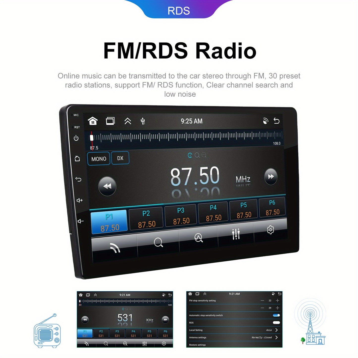 Autostereo – Autoradio – Car Audio – Inbouwradio – Multimedia Speler – 9 Inch Touchscreen – Android 15.0 Met Wireless Carplay & GPS Navigatie