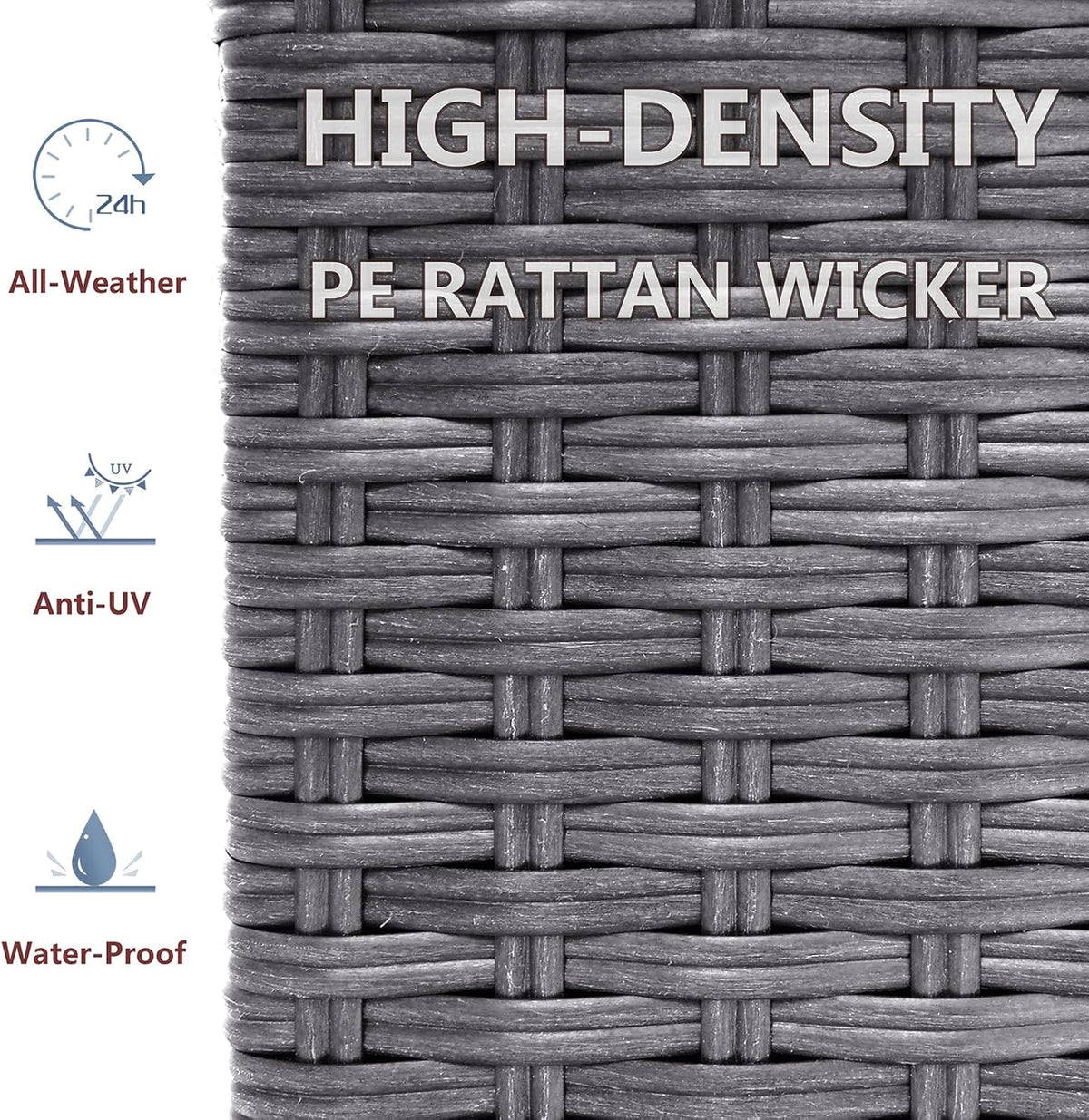 ATR ART TO REAL Garden Armchairs, Adjustable Position Height Adjustable Patio Chair, Aluminium Frame with Hand Woven Resin Rattan, Garden Furniture Lounger, Grey Braid+Beige Cushion - QUORE