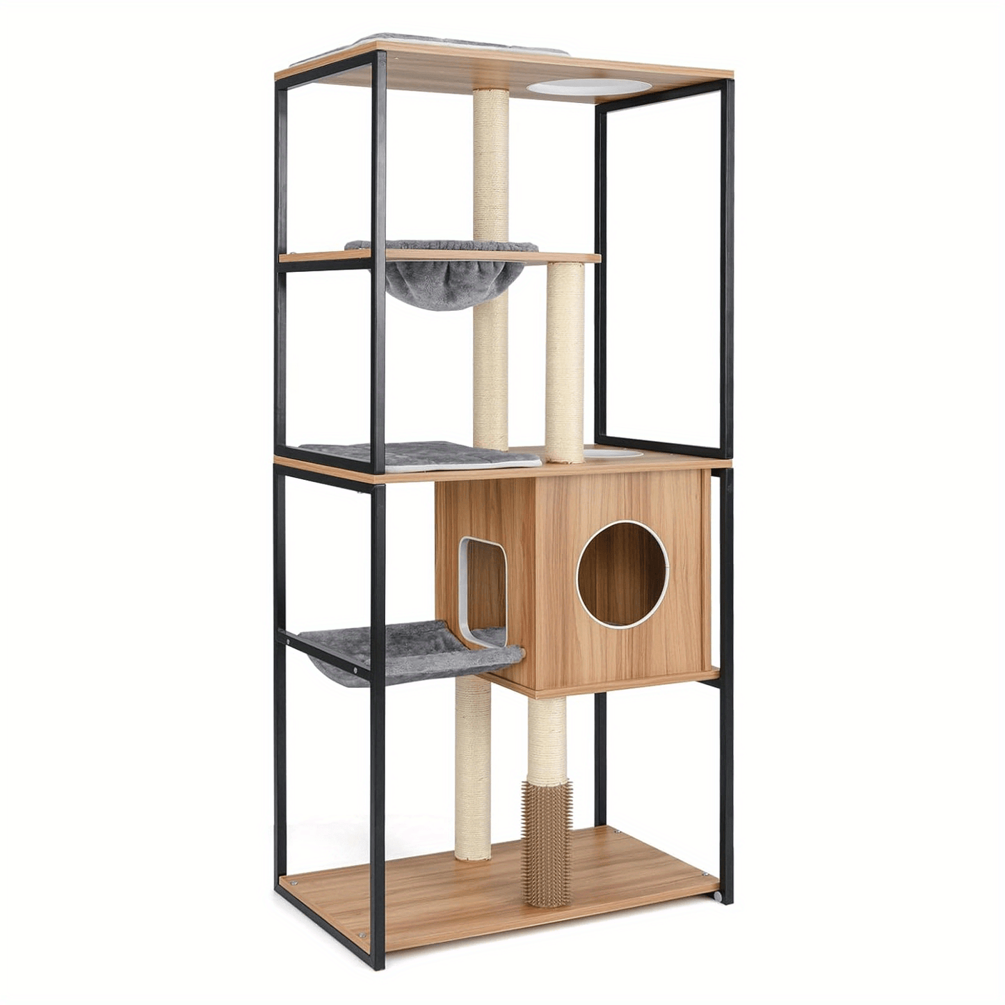 Krabpaal – Kattenboom – Kattenhuis – Kattenmeubel – Kattentoren – 160 cm Hoog – Hout & Metaal Frame – Met Hangmat en Wasbare Kussens