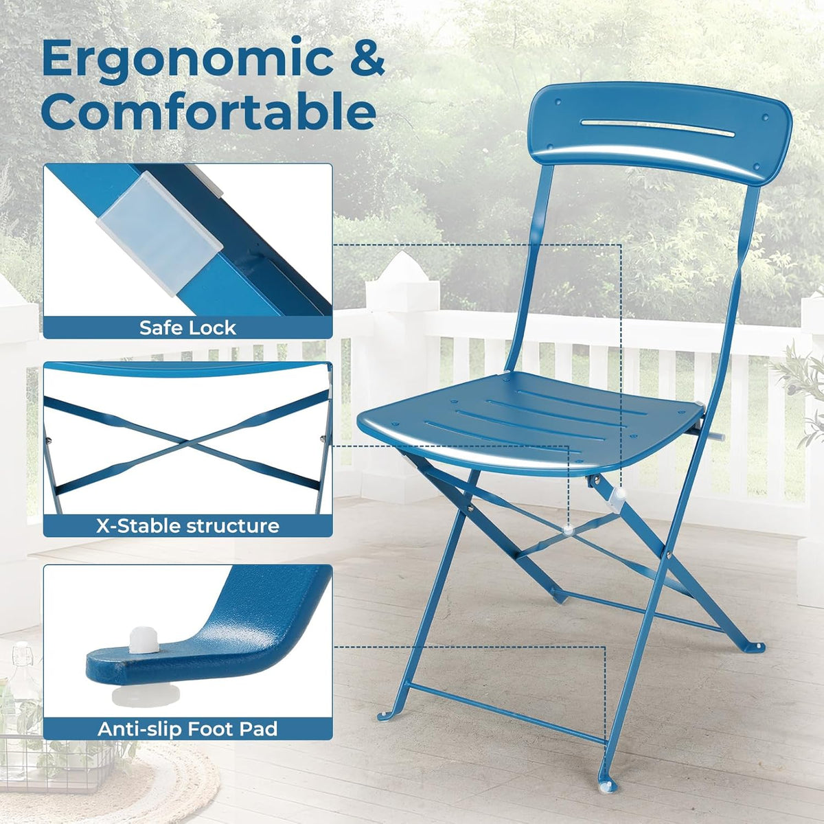 Grand patio n Tuinmeubelset, outdoor bistrotafel en stoelen, set van 2, klein balkonmeubilair, weerbestendig, 3-delige vouwsets voor balkon, tuin, tuin