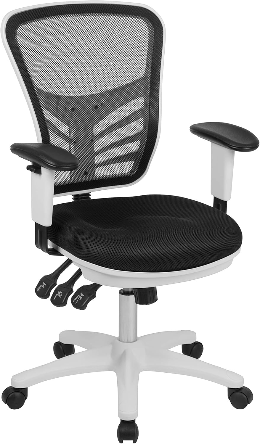 Bureaustoel – Office Chair – Werkstoel – Gaming Stoel – Draaistoel – Ergonomisch Mesh – Verstelbare Armleuningen – Wit Frame