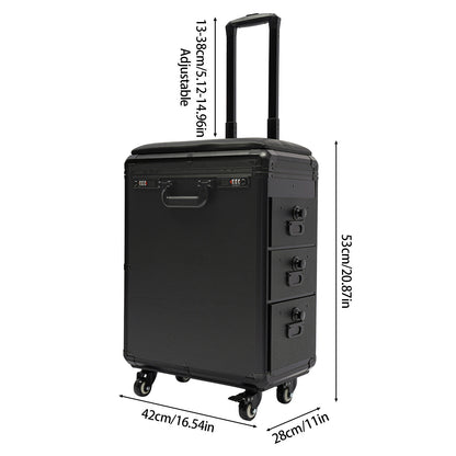 Rolling Makeup Case, Makeup Case with 4 Universal Wheels, Makeup Case with Combination Lock