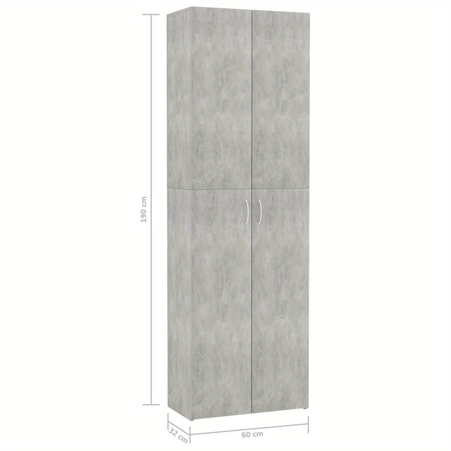 Kantoorkast – Opbergkast – Vitrinekast – Dressoir – Boekenkast – Hoekplanken – Beton Grijs – 60x32x190 cm – Gemaakt van Spaanplaat
