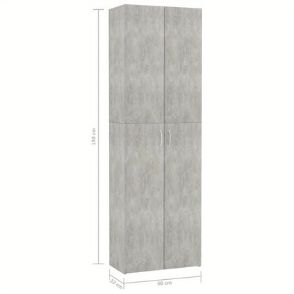 Kantoorkast – Opbergkast – Vitrinekast – Dressoir – Boekenkast – Hoekplanken – Beton Grijs – 60x32x190 cm – Gemaakt van Spaanplaat